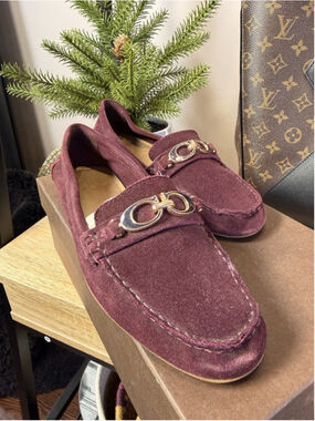 Coach FORTUNATA Suede Classic Driver Moc Loafer Flat Shoe ~Burgundy *7.5 US